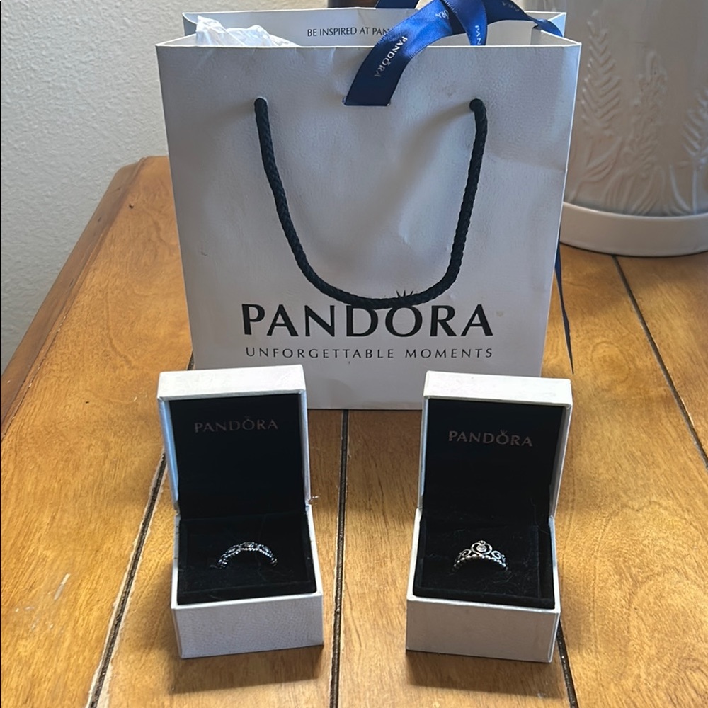 Pandora Silver Stackable Rings. Size 7